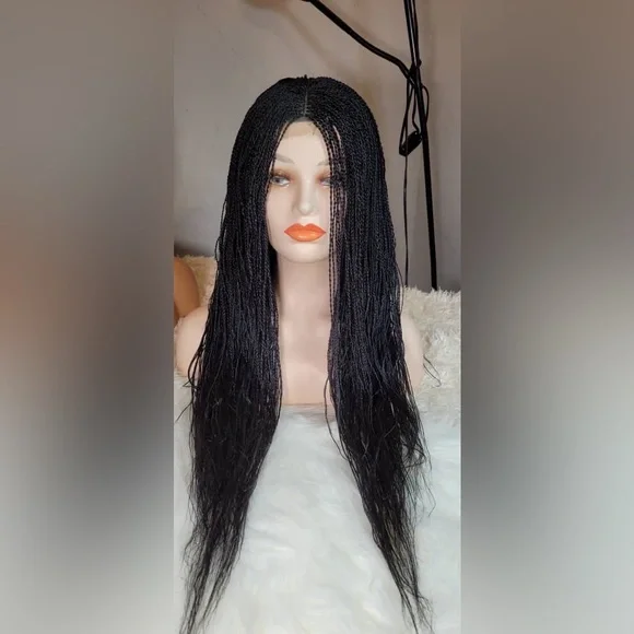 Elegant Black Braided Wig - Picture 4 of 7